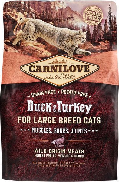 Сухий корм для дорослих кішок великих порід Carnilove Cat Duck & Turkey Large Breed 2 кг (8595602512768) 170201/2768 фото